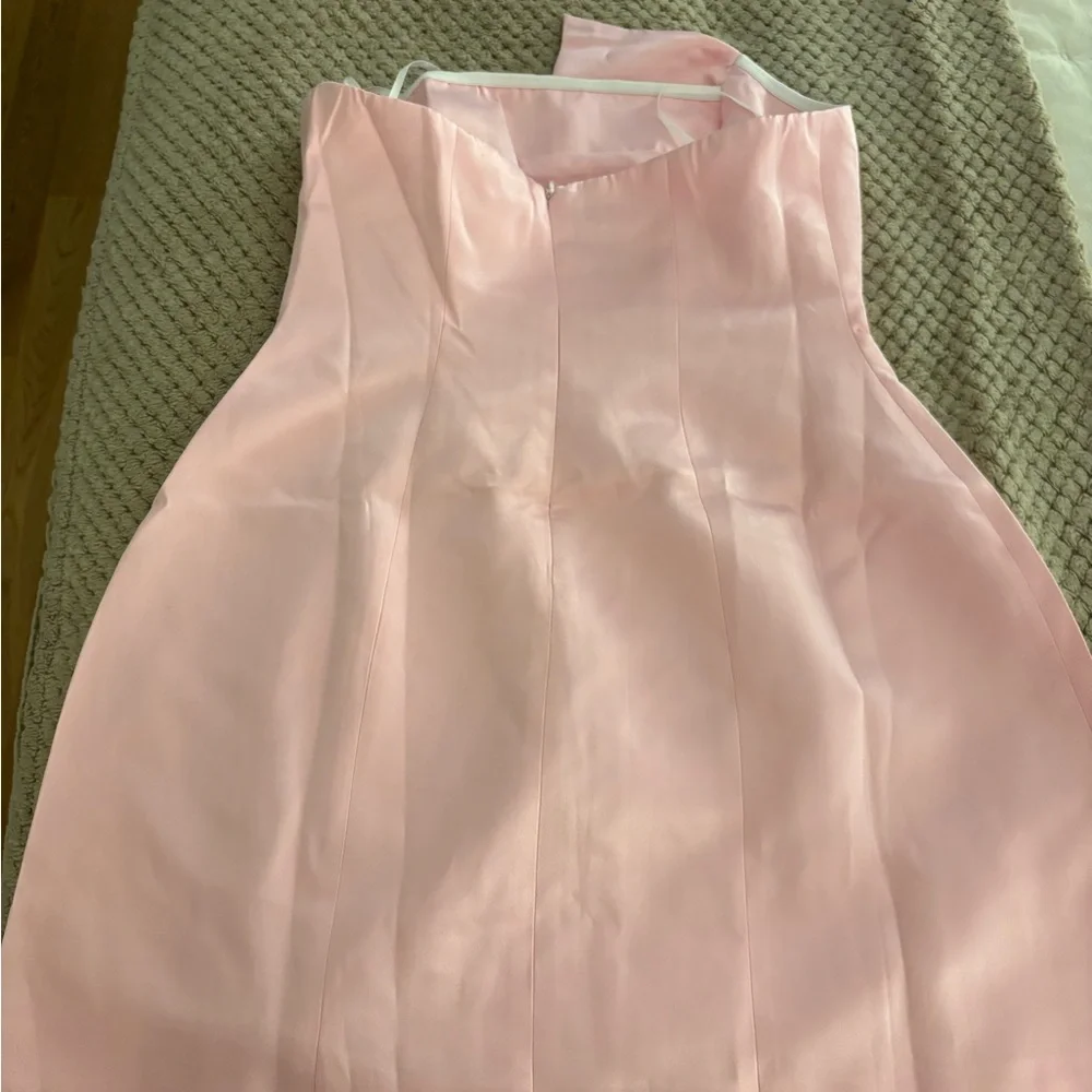 Brand New Commense Asymmetrical Satin Strapless Dress with Gold Accents Size Med - Picture 5 of 6